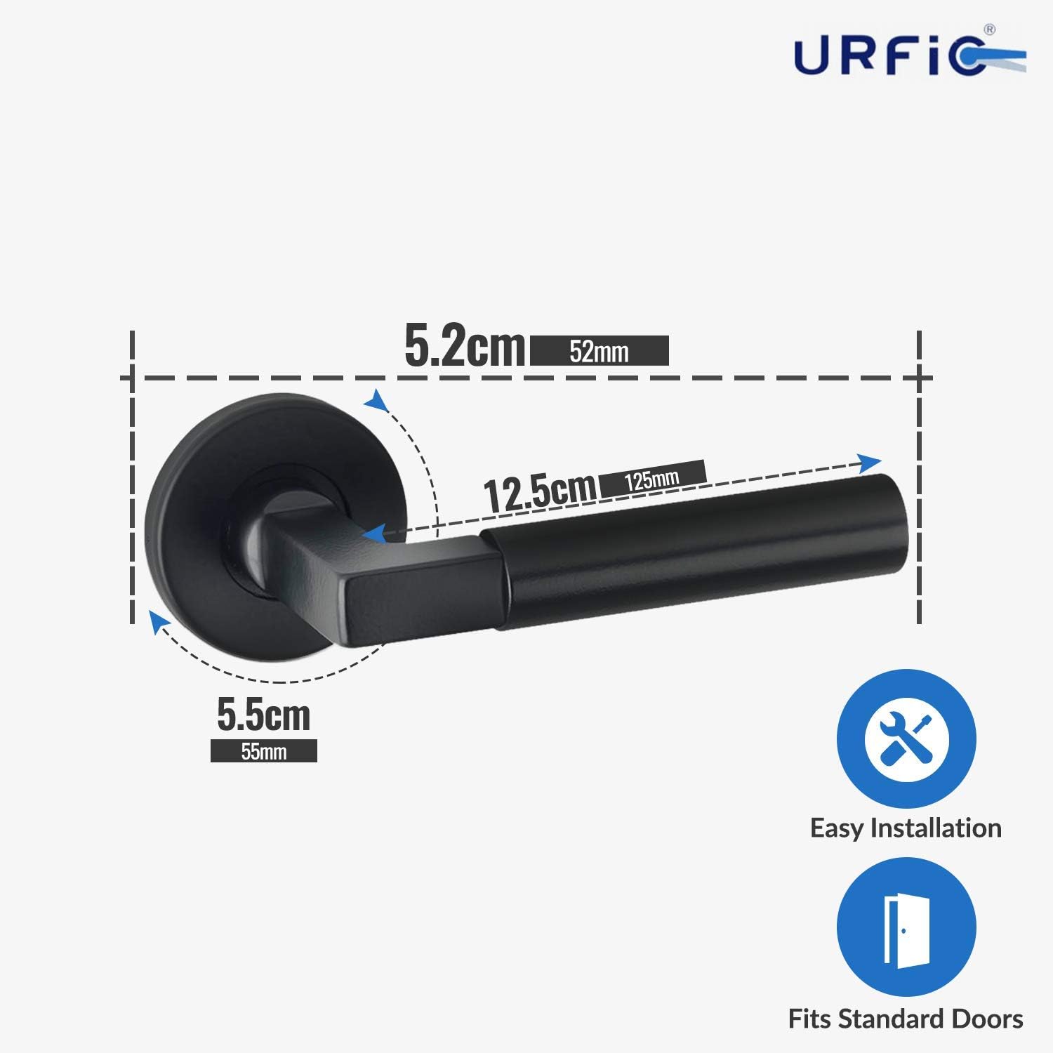 Black Lever Latch on Rose Door Handle. Nickel Door Handles for Internal