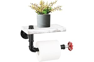 LIANTRAL Toilet Paper Holder with Shelf,Industrial Tube Wall Mounted Toilet Paper Holder, Suitable for Bathrooms and Restrooms-Gray White