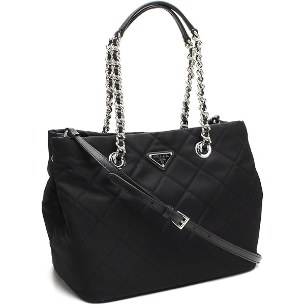 Amazon.com: Prada Tessuto Nylon & Saffiano Leather Black Top Zip