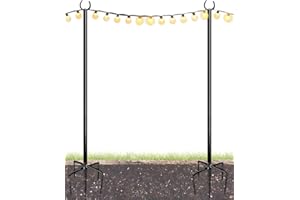 Eazielife 10FT String Light Poles for Outdoor, Heavy Duty Metal Lighting Stand Pole for Garden Lawn Backyard Patio Holiday Wedding Party Decorations 2 Pack