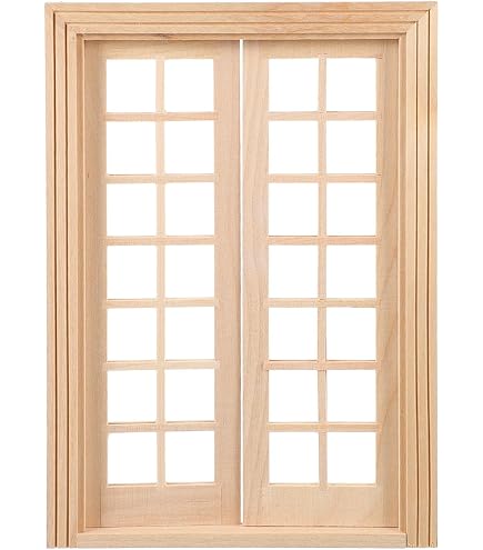 Set De 4 Volets En Bois 1:12 – 11,7 X 3,2 Cm, Fenêtre Maison De Poupée, Couleur PapayaWhip