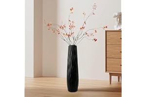 Large Floor Vase, 22.83 Inch Decorative Tall Floor Vase, 3D Relief Textured Standing Hydroponic Vases, Modern Central Decorat