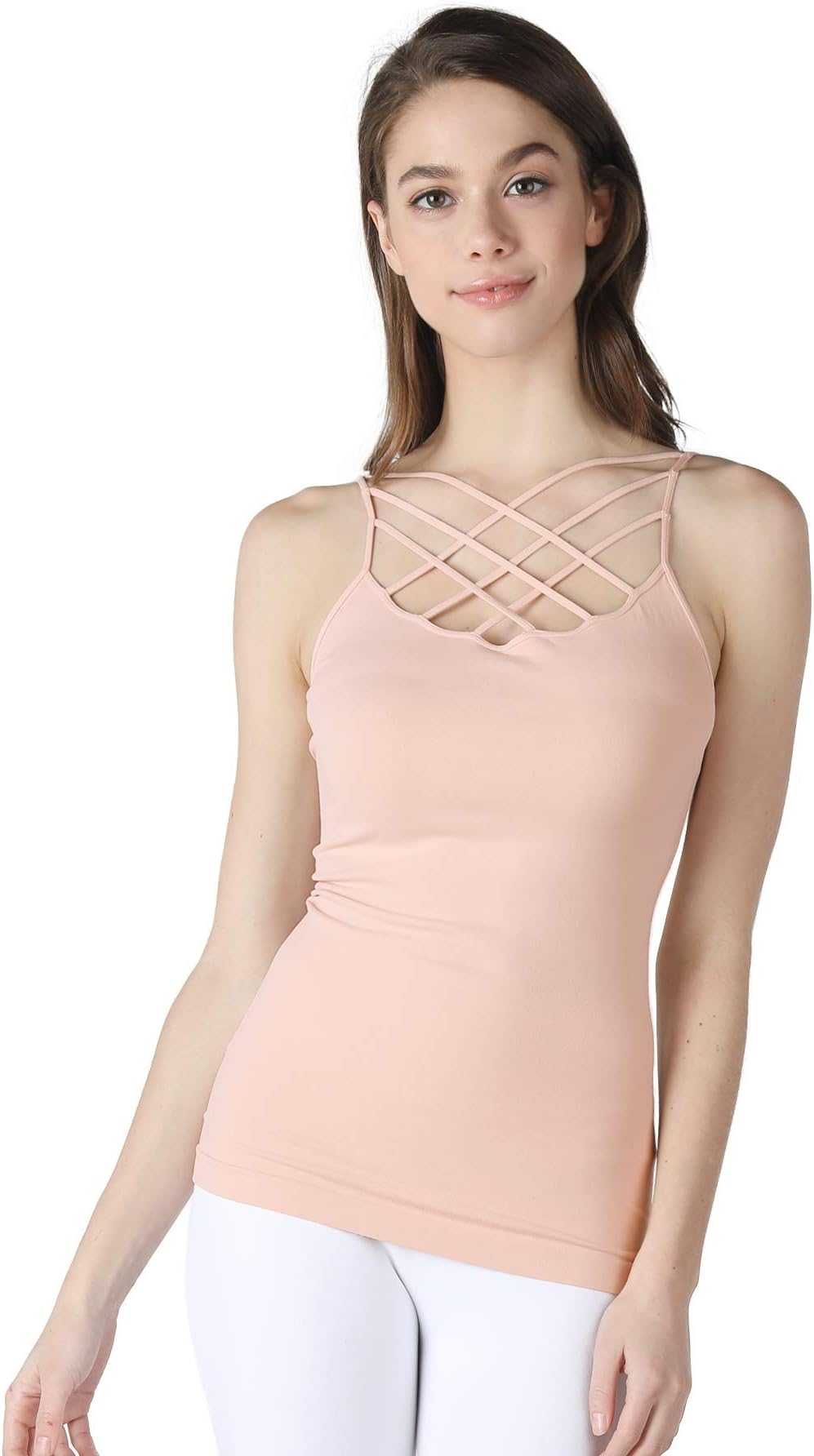 NIKIBIKI Women Seamless Triple Criss Cross Camisole, Made in U.S.A, One Size