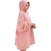 LINKDEER Wearable Blanket Hoodie Gifts for Women Men Oversized Light Flannel Sweatshirt Blanket with Giant Hood Pocket