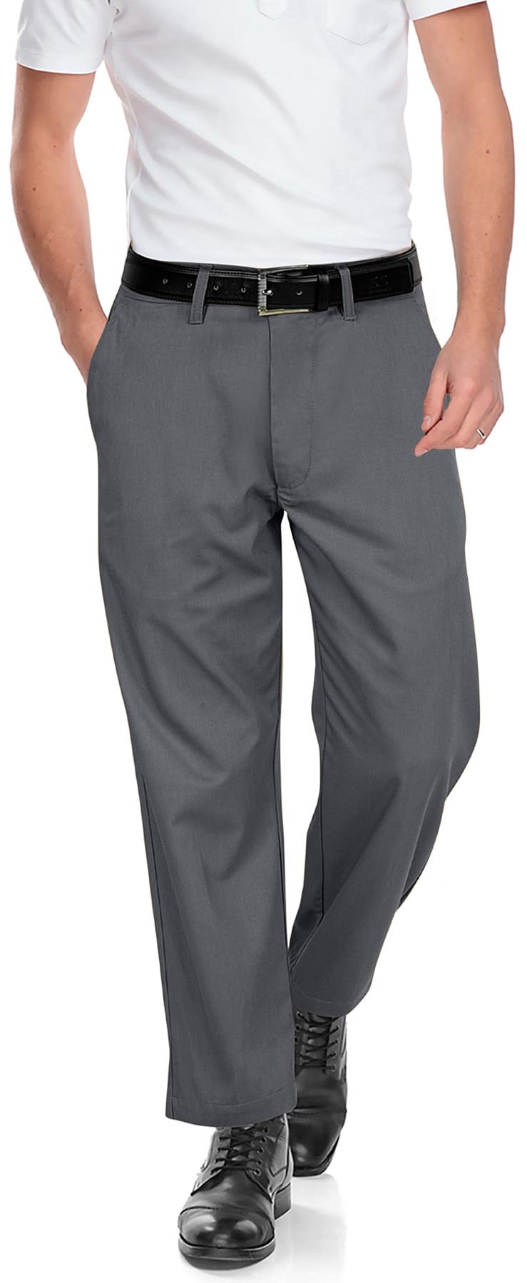 Photo 1 of ROYALE LINENS Men's Classic Fit Wrinkle-Resistant Flat-Front Chino Pant (Regular and Big & Tall) Grey