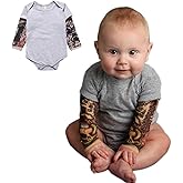 PAUBOLI Fake Tattoo Sleeve Shirt Bodysuit for Baby Boy Girls 3-24 Months