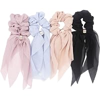 10 Satin-Haarschleifen Mit Band – Bunt Gemustert, Mit Knoten, Für Frauen & Mädchen