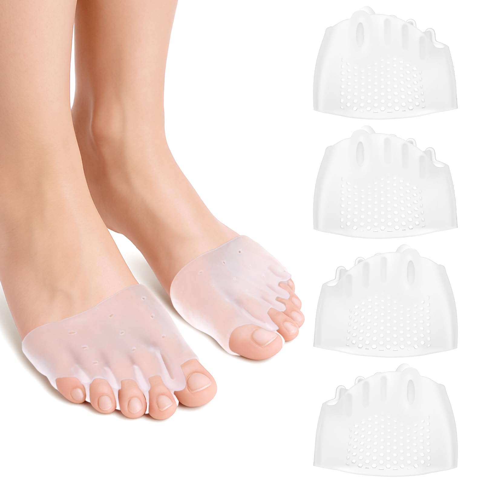 Photo 1 of 2 Pairs Silicone Toe Separators Bunion Corrector for Women Soft High Elasticity Spacers Toe Separators Space Breathable Soft Gel Foot Cushions Alignment Dividers Spreaders