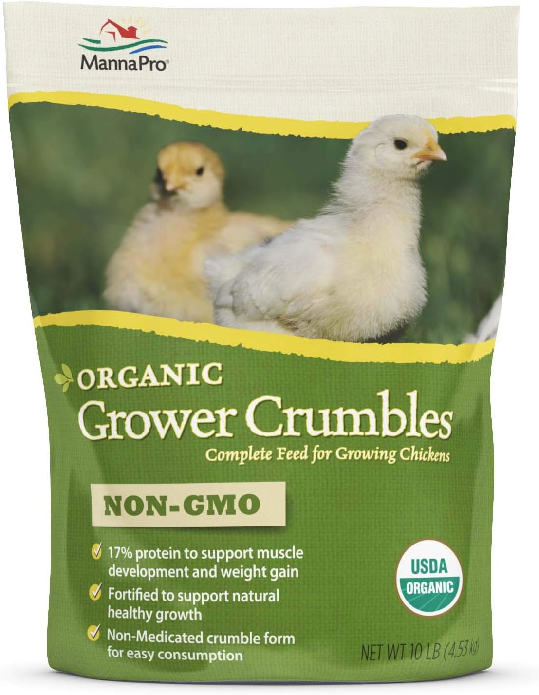 Manna Pro Grower Crumbles for Chickens | Non-GMO & Organic Grower for Laying Hens | 30 Pounds
