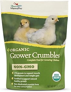 Manna Pro Grower Crumbles for Chickens | Non-GMO & Organic Grower for Laying Hens | 30 Pounds