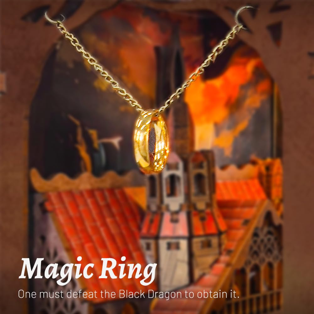 Strucwood Book Nook Kit with LED Light - 3D Wooden Puzzles Book Nook for Book Shelf Decor - DIY Dollhouse Kit - Book Nook Decor with Dust Cover - Magic Book Nook (SQ-05)