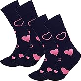 gisgfim 2 Pairs Men Valentine's Day Hearts Socks Bulk Heart Novelty Cotton Crew Love Socks for Women Men Valentine Gift