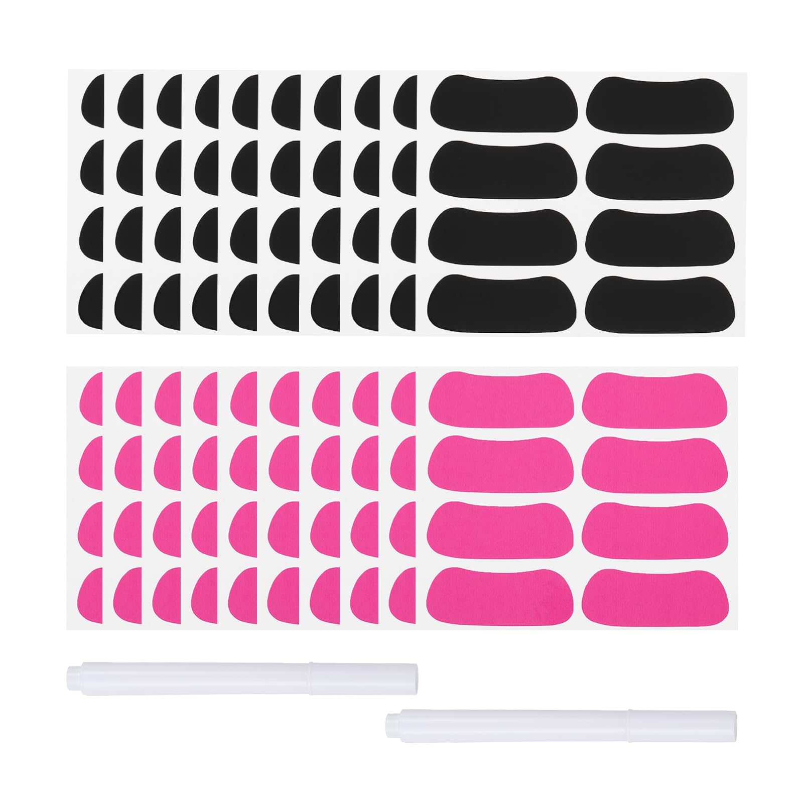 PATIKIL 80 Pairs Sports Eye Black Stickers, Under Eye Black Strips Football Face Stickers Breathable Eyeblack Sticker with 2 Pcs White Pencil for Baseball Fans on Game Day, Black, Pink