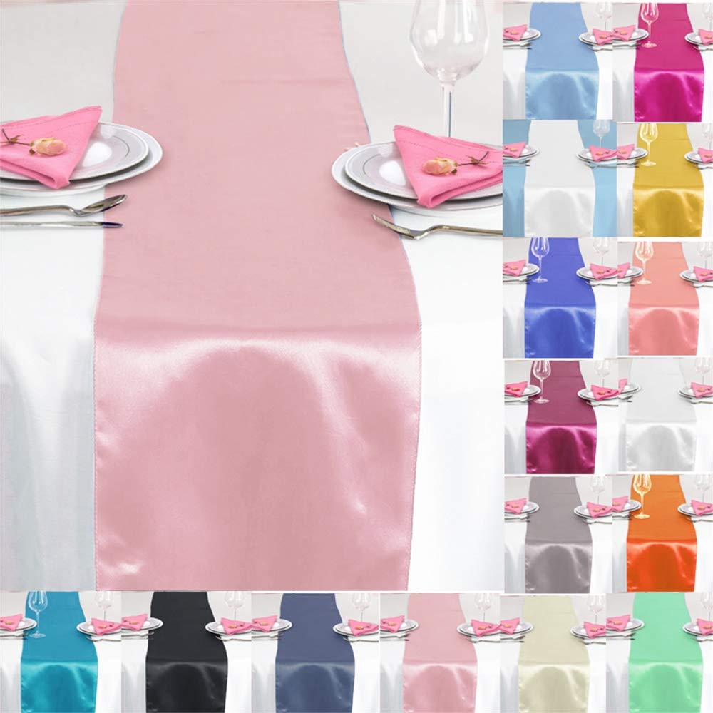 TtS 10pcs 12"x108"inch Satin Table Runners Chair Sashes Swags Wedding