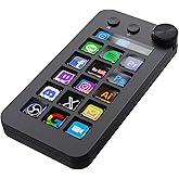ActionRing Streaming Deck,Macro pad/Calculator/Numeric Keypad Three Modes | 15 Customizable Macro Keys and LCD Bar,Large Dial,Workflow Controller,Compatible with Windows and Mac(N1 Black)