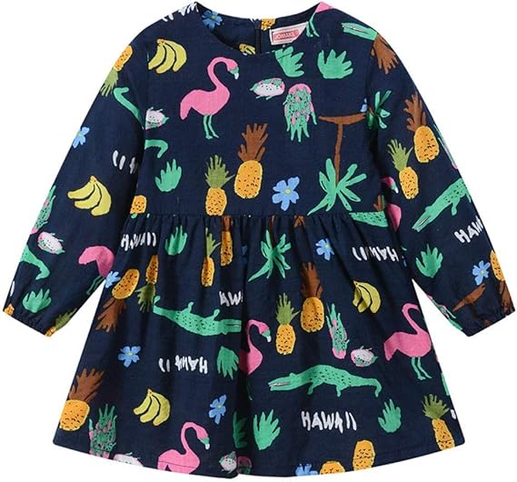 Amazon 娘の日 ワンピース 女の子 子供服 長袖 葉 花柄 ジッパー お出かけ 通園 お宮参り パーティー ふわふわ 可愛い おしゃれ 誕生日 プレゼント ワンピース チュニック 通販