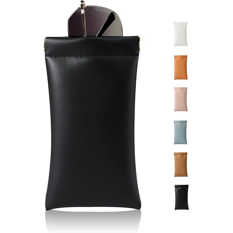 thumbnail image 2 of Wholesale Bulk Lot Calabria Half Slip-in Soft Eyeglass Case PU Leather Felt Black Men Women Vertical Flat Pouch Sunglasses Holder 2 of 9