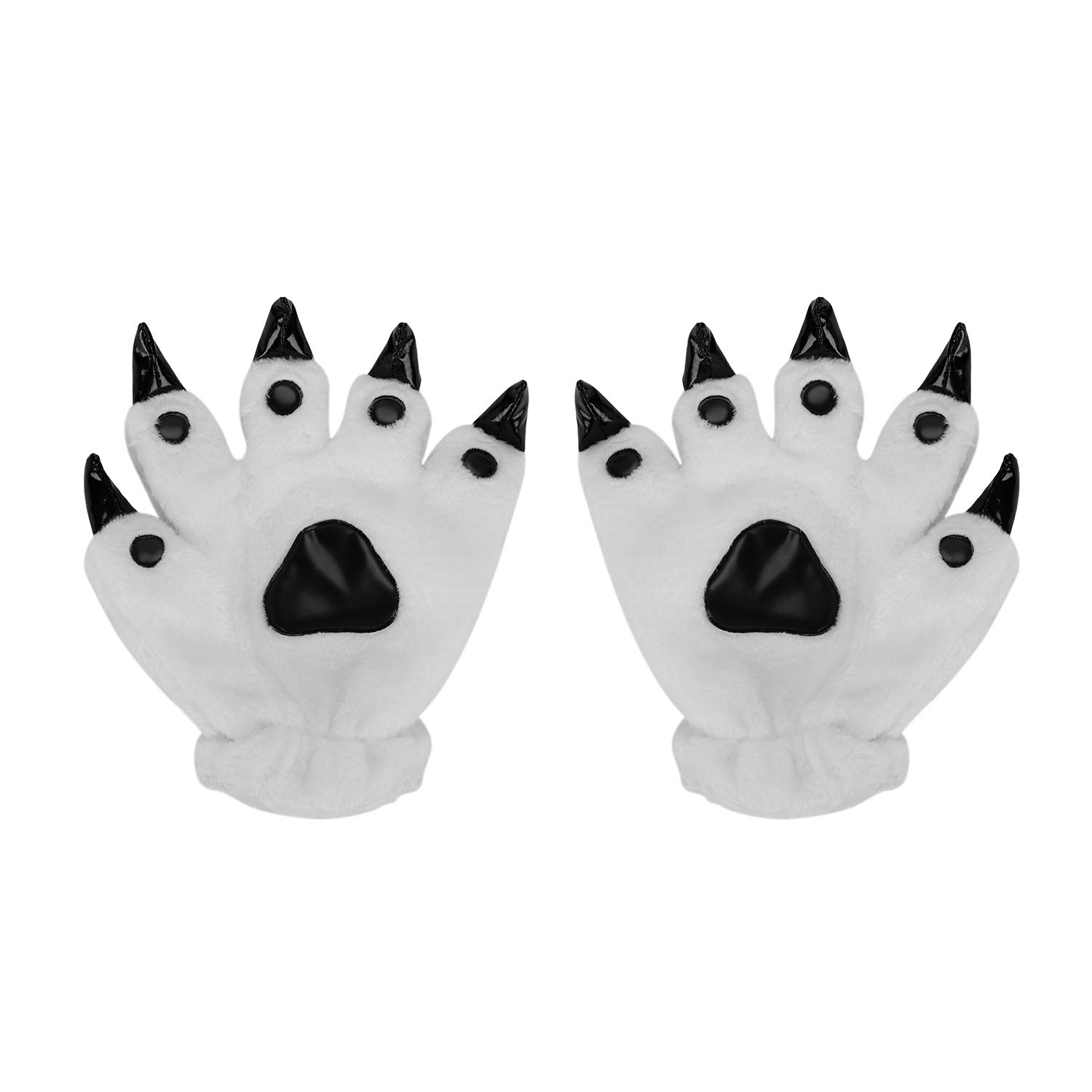 Qchomee Adult Wolf Paw Claw Gloves Hairy Hands Gloves Cute Dinosaur Paw Winter Warm Plush Gloves for Cosplay Fancy Party Role Play Christmas Halloween Carnival Party Gifts