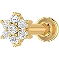0.04 to 0.15 Carat 7-Stone Cluster Diamond Nose Pin Stud in 18K Gold