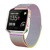 Andyou Fitbit Blaze Band with Frame, Stainless Steel Replacement Adjustable Band with Metal Frame for Fitbit Blaze Women Men,Colorful