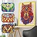 5D DIY Special Shaped Diamond Painting Kit, 15.7X 11.8 Inch Crystal Rhinestone Diamond Embroidery Paintings Pictures Arts Craft for Home Wall Decor （Green Wolf）