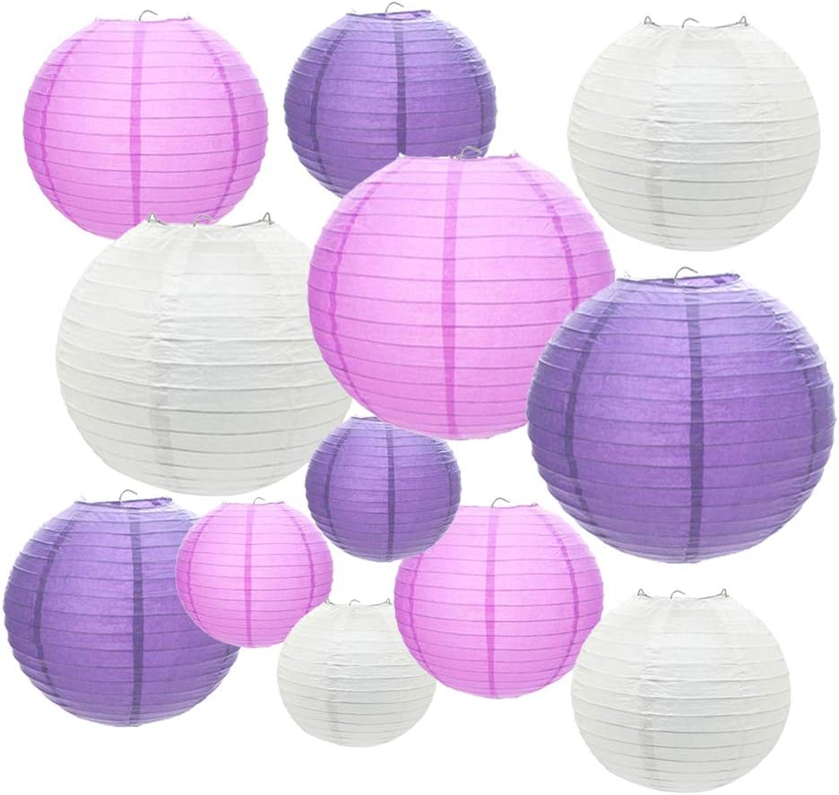 Paper Lanterns,12 Packs 6" 8" 10" 12" Round Chinese Lantern Hanging