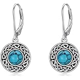 VIJASHOP Celtic Knot Earrings 925 Sterling Silver Turquoise Celtic Knot Dangle Earrings Christmas Jewelry Gift for Women