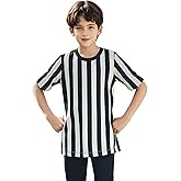 ChinFun Referee Shirt Black & White Stripe Ref Jersey Kids Crew Neck Official Umpire Uniform