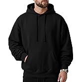 Ohoo Men's Loose Fit Pullover Hoodies Midweight Soft French Terry Hooded Sweatshirt with Long Sleeve