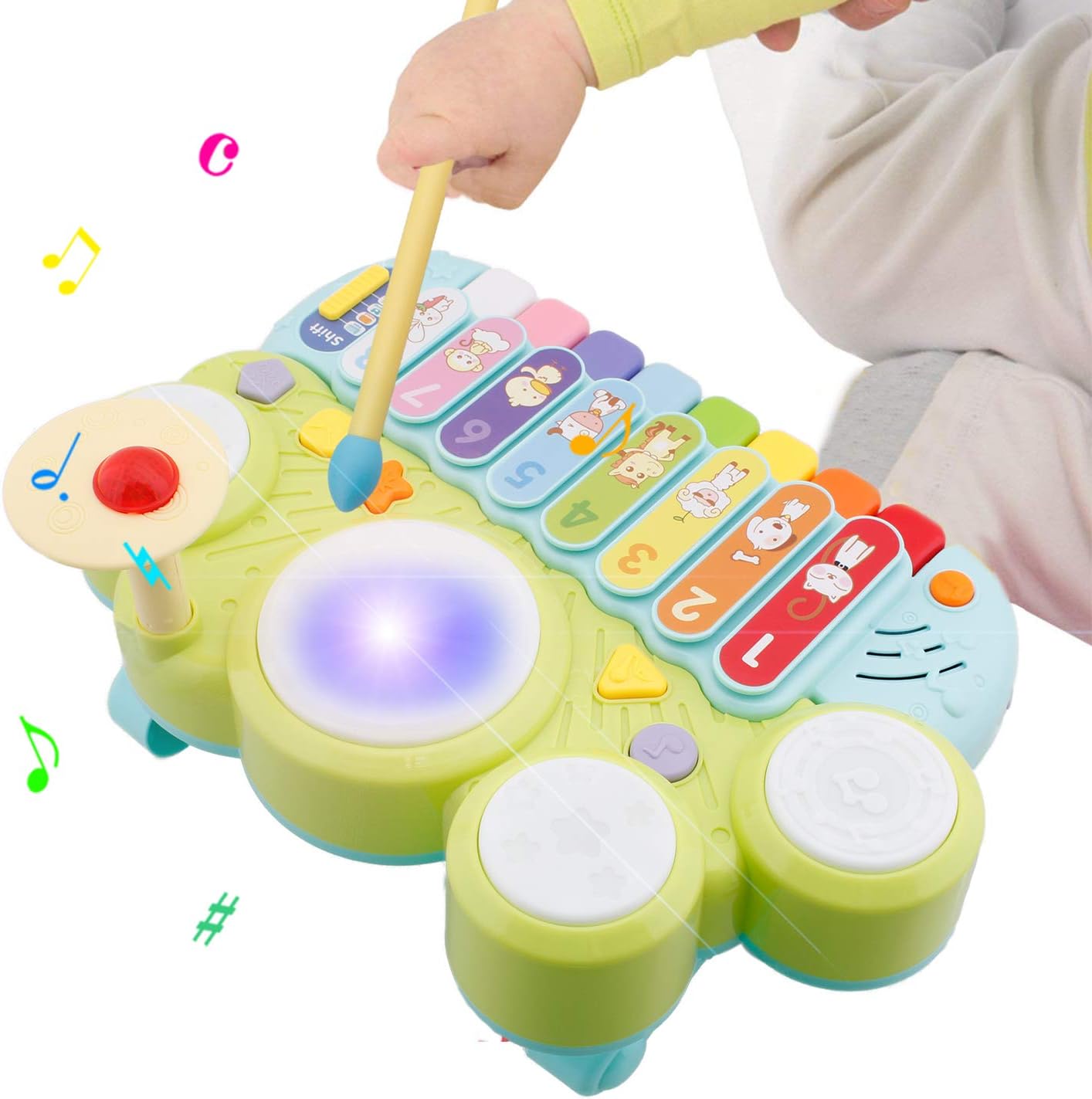 Amazon Happytime マジカルバンド リズムあそびいっぱい 子供用 楽器 ミュージック遊び メロディー 多機能 音楽おもちゃ 知育玩具 ドラム 打楽器 おもちゃ