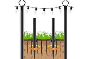 Beizelte 10FT String Light Poles,2 Pack Metal Light Poles for Outside String Lights,with Fork,Hanging Light Poles for Patio,B