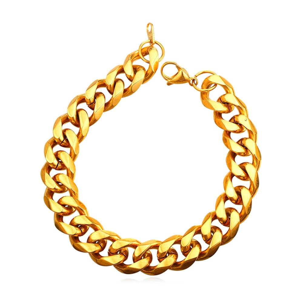U7 Mens Gold Bracelet for Husband Men Chain Braclets Jewellery