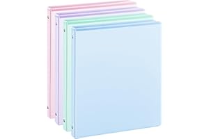 SUIN 0.5'' 3-Ring-Binder with Pockets, 100 Sheets Capacity, 1/2 inch Binders fits 11" x 8.5" US Letter Size, Assorted 4 Pastel Colors - Ideal for School, Office, and Home Use (0.5 inch)
