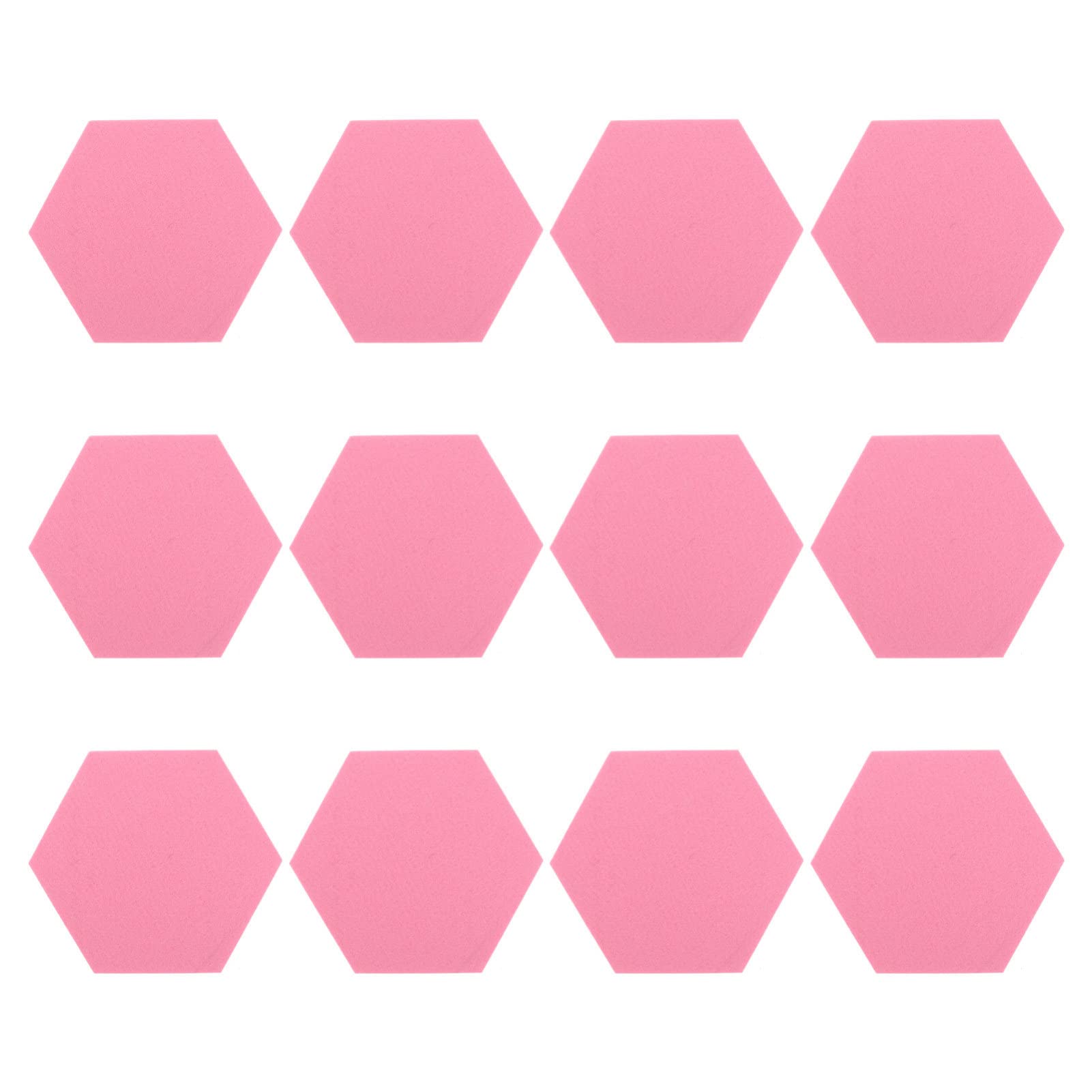 VALICLUD 12 pc Hexagon Felt Tiles - Pin Notice Memo Boards for Home, Office, Classroom - Pink