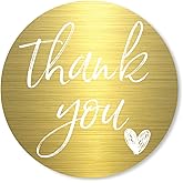 Yeachlaing 1.5 Inch Thank You Stickers, 480 White Script on Gold Foil Stickers for Small Business, Self-Adhesive & Waterproof