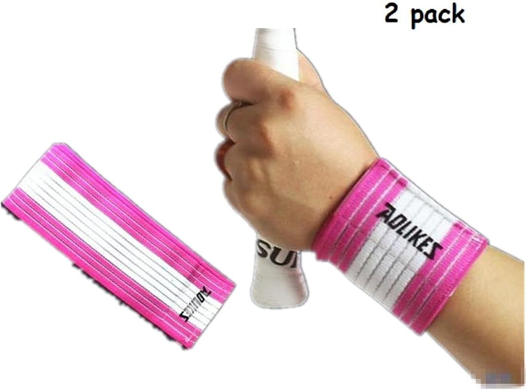 Kagogo Wrist Compression Wrap Support Bandage Brace Guard Injury Pain Sports Pad,Pack of 2 (White&Pink): Clothing