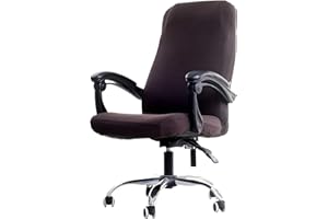 WOMACO Printed Office Chair Covers, Stretch Computer Chair Cover Universal Boss Chair Covers Modern Simplism Style High Back Chair Slipcover (Coffee, Large)
