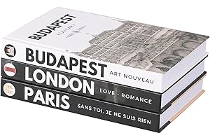 FERAHI Faux Books for Decoration, 3 PCS Decorative Books for Home Decor, Books Decor, Decor Books, Designer Books Decor Set, Fashion Books for Living Room, Bookshelf, Table(Paris)