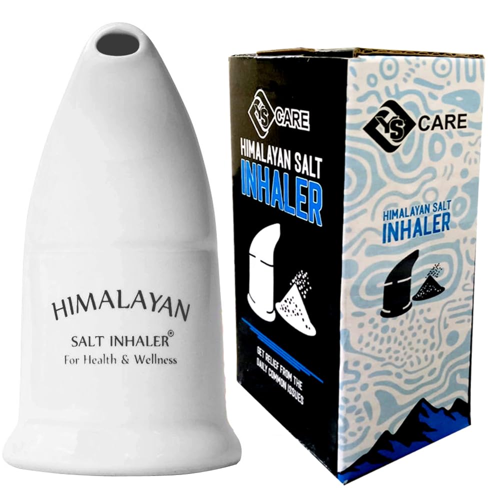 Himalayan Salt Inhaler, White Ceramic, with Pink Salt Crystals, Natural Respiratory Wellness,Salt Free Natural Respiratory Aid