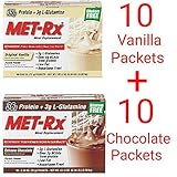 MET-Rx Original Meal Replacement Variety Sampler Pack, Includes Extreme Chocolate, Original Vanilla, (20)