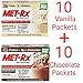 MET-Rx Original Meal Replacement Variety Sampler Pack, Includes Extreme Chocolate, Original Vanilla, (20)