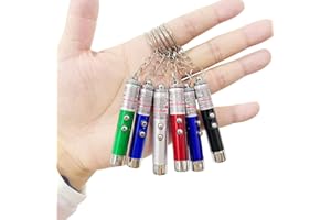 WNZQK 6 PCS Cat Toys Laser Pointer Mini Keychain Laser Pointer LED Flashlight Dog Laser Toy Pet Remote Control Laser (6 Pcs Pack A)