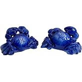 Blue Sky Clayworks Crab Salt &amp; Pepper Shaker Set, Ceramic, 8.25" L x 2.25" W x 2.5" H, Cobalt Coastal Cuties