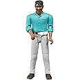 Bruder Toys - Bworld Realistic Medium Skin Tone Man with White Jeans Action Figure has Moveable Limbs and Can Grasp Objects - Ages 4+