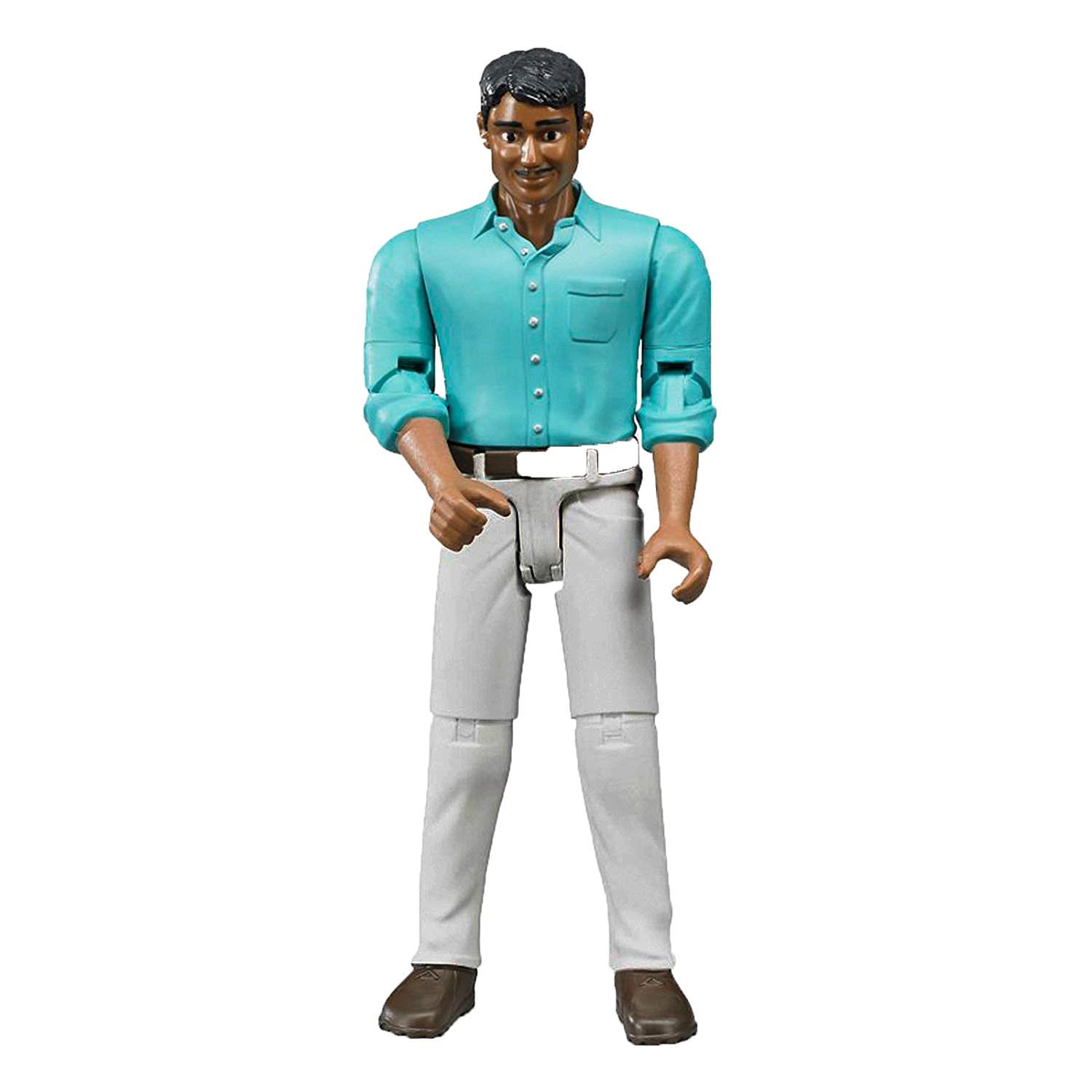 Bruder 60003 Man Figure – Medium Skin & White Jeans 1:16 Scale Toy Worker Compatible with All Vehicles & Playsets