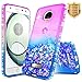 Moto Z Force Case wtih [Tempered Glass Screen Protector], NageBee Quicksand Liquid Floating Shiny Glitter Flowing Bling Diamond Case for Motorola Moto Z Force Droid XT1650 (2016) - Purple/Blue