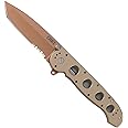 CRKT M16-14D EDC Folding Pocket Knife: Everyday Carry, Copper Serrated Edge Blade, Tanto, Automated Liner Safety, Desert Aluminum Handle, 4-Position Pocket Clip