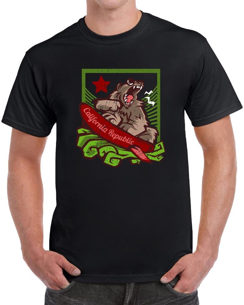  California Republic Surfing Bear Growling Bear T Shirt