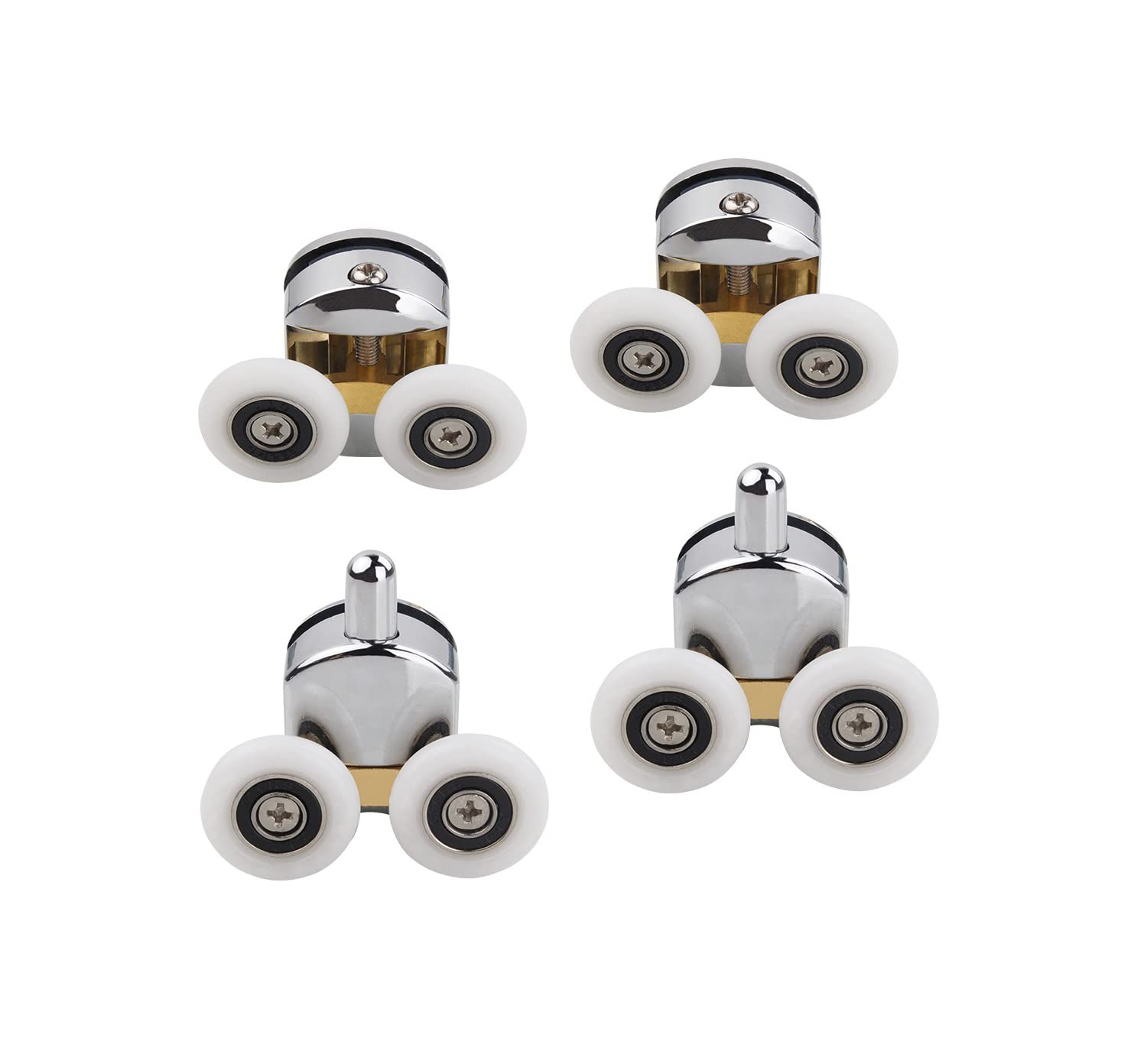 Cokritsm 23mm Shower Door Rollers for Curved Doors 4-6mm, Sliding Shower Doors Rollers Replacement Roller Runner, Shower Door Runners Pulleys 4pcs