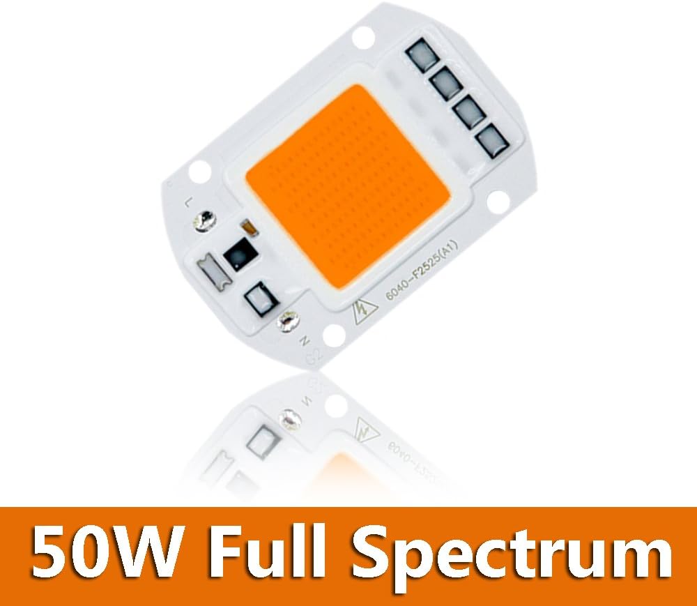 1pcs LED Driver Free 50w 110V Full Spectrum Grow LED COB Chip Light Lamps For Indoor Plants 400nm ~ 840nm IP65